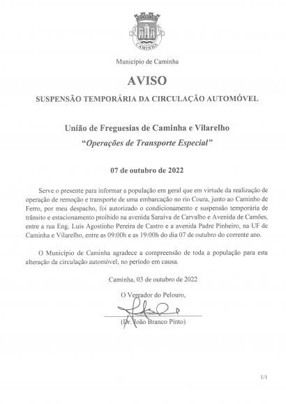 Suspens&atilde;o Tempor&aacute;ria da Circula&ccedil;&atilde;o Autom&oacute;vel