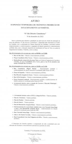 Suspens&atilde;o Tempor&aacute;ria de Tr&acirc;nsito e Proibi&ccedil;&atilde;o de Estacionamento Autom&oacute;vel