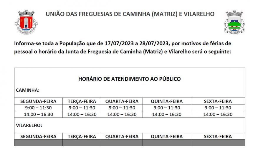 Hor&aacute;rio de Atendimento ao P&uacute;blico