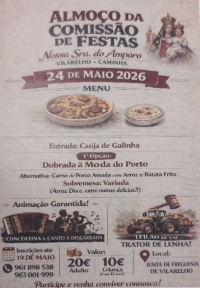 Almo&ccedil;o para a angaria&ccedil;&atilde;o de fundos para a Festa em honra da Nossa Senhora do Amparo